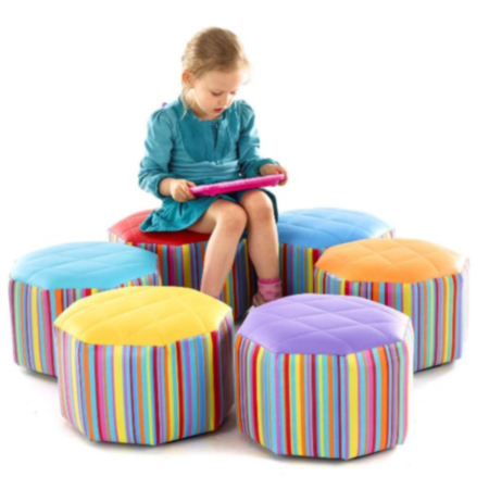 Children&#039;s Small Hexagonal Pouffes - Set of 6