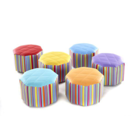 Children&#039;s Small Hexagonal Pouffes - Set of 6