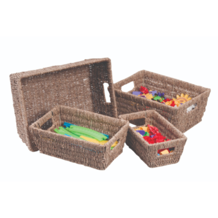 Indoor Storage Seagrass Rectangular Baskets-Set of 4 