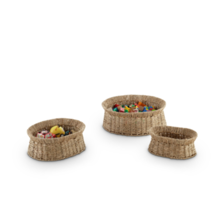 Indoor Storage Seagrass Oval Baskets-Set of 3