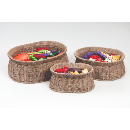 Indoor Storage Seagrass Oval Baskets-Set of 3