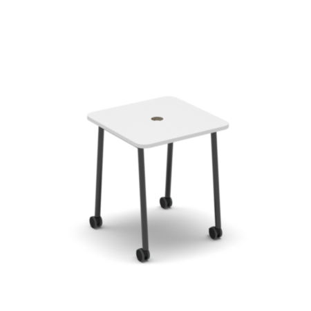 Show Mobile Meeting Power Ready Table With Central 80mm Circular Cutout 700 X 700mm - White Top