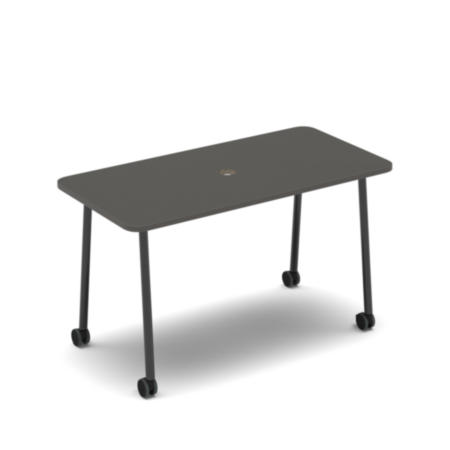 Show Mobile Meeting Power Ready Table With Central 80mm Circular Cutout 1400 X 700mm - Onyx Grey Top