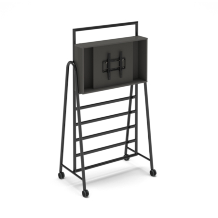 Show Media Unit Add-On With Tv Bracket For Mobile A-Frame Caddy System - Onyx Grey