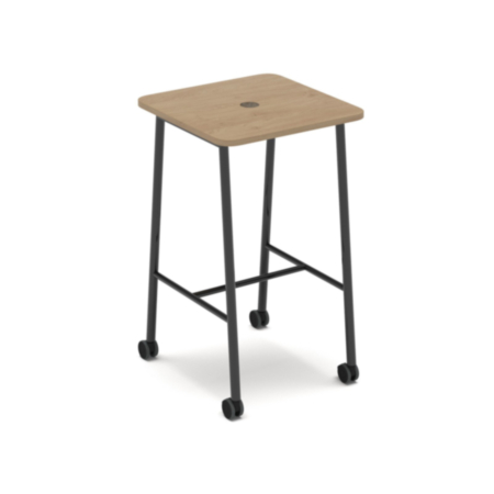 Show Mobile Poseur Power Ready Table With Central 80mm Circular Cutout 700 X 700mm - Kendal Oak Top