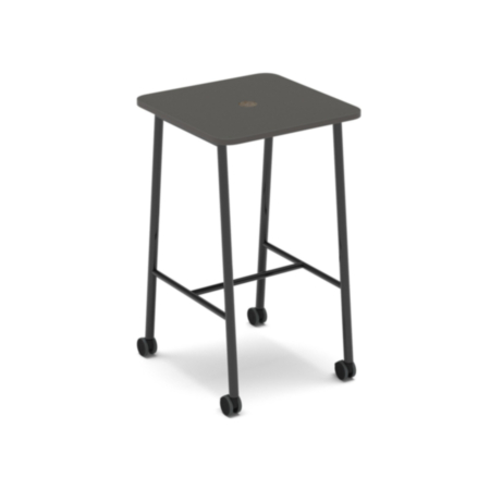 Show Mobile Poseur Power Ready Table With Central 80mm Circular Cutout 700 X 700mm - Onyx Grey Top