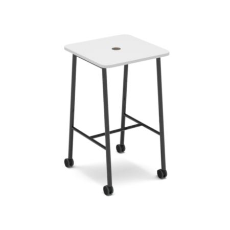 Show Mobile Poseur Power Ready Table With Central 80mm Circular Cutout 700 X 700mm - White Top