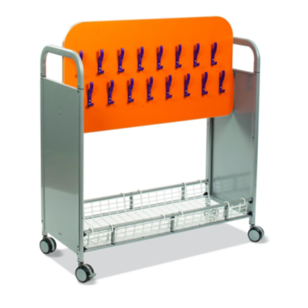 Callero Mobile Double Sided Cloakroom Trolley with Wire Basket Shoe Storage