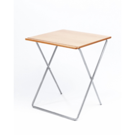 Skid Leg Folding School Exam Desk Beech Top with Grey Frame