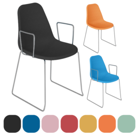 Suzi Upholstered Breakout Chair Chrome Skid Base