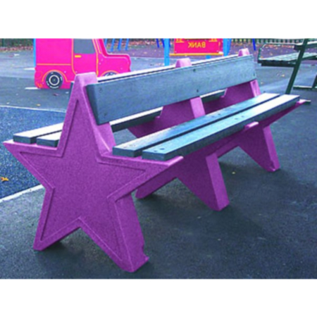 Star Recycled Plastic Outdoor Playground Bench- 8 Seater