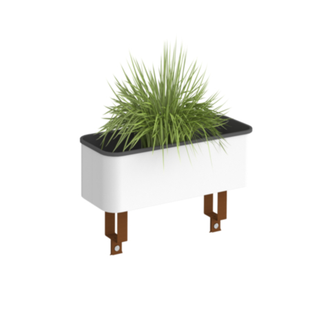 White Office Worktable Planter Box for Tool Bar with Plants