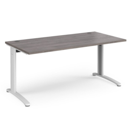 TR10 straight desk 1600mm x 800mm - white frame, grey oak top