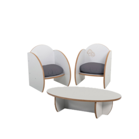 Mini Range Early Years Wooden Low Circular Table and Chair Set-Grey