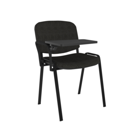 Taurus Stackable Waiting  Room Chair-Black Frame-Writing Tablet -Charcoal