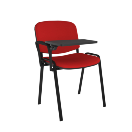 Taurus Stackable Waiting  Room Chair-Black Frame-Writing Tablet - Red