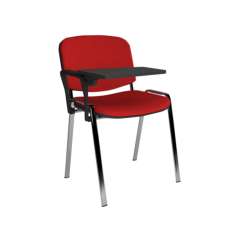 Taurus Stackable Waiting Room Chair- Chrome Frame- Writing Tablet- Red