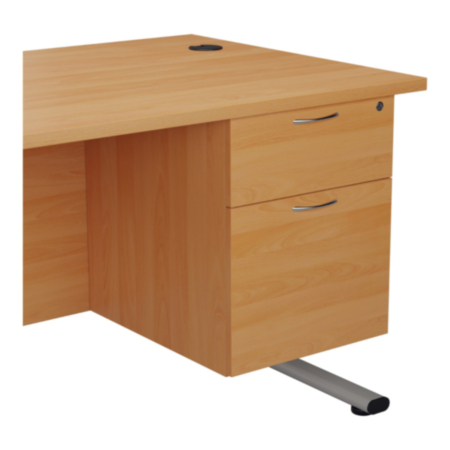 2 Drawer Fixed Pedestal 500mm - Beech