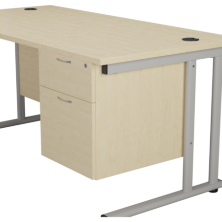 2 Drawer Fixed Pedestal 500mm - Maple
