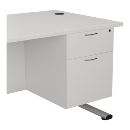2 Drawer Fixed Pedestal 500mm - White