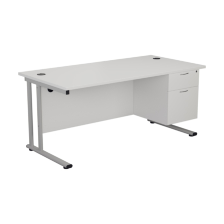 2 Drawer Fixed Pedestal 500mm - White