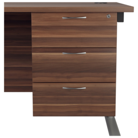 2 Drawer Fixed Pedestal 500mm – Dark Walnut