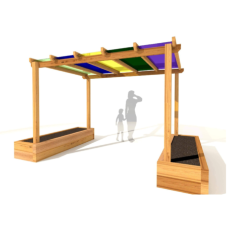 Outdoor Playground Rainbow Sensory Canopy with 2 Raised Planter Beds