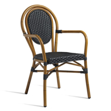 Time Outdoor Bistro Arm Chair - Black