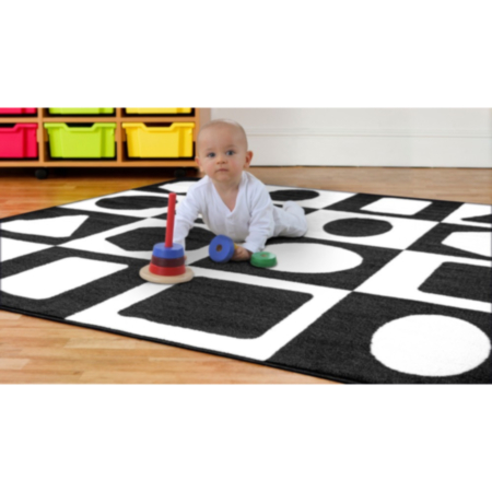 Geometric Shape Black and White Placement Classroom Carpet