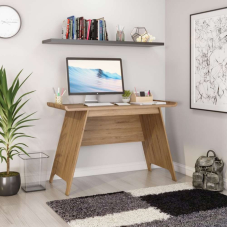 Towson Curved Trestle Oak Home Office Desk