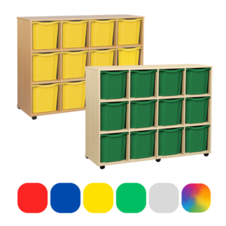 Monarch Mobile Classroom Storage Unit with 12 Quad Trays
