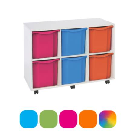 Monarch Mobile Horizontal Classroom Storage Unit - White with 6 Quad Trays