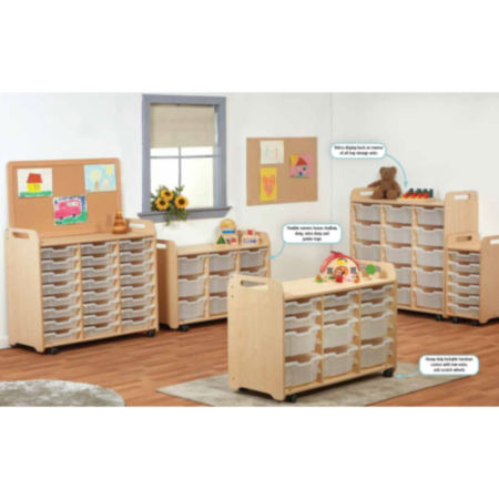 Millhouse Early Years Double Column Shallow Tray Storage Unit with Castors
