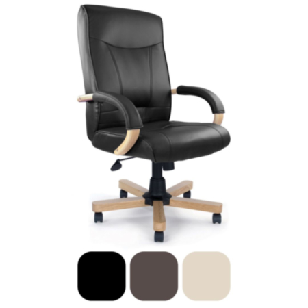 Troon High Back Executive Office Chair With Oak Effect Arms &amp; Base