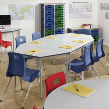 Premium Fully Welded Trapezoidal Classroom Table - Duraform Edge 