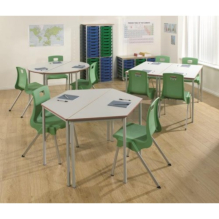 Premium Fully Welded Trapezoidal  Classroom Table, MDF Edge 