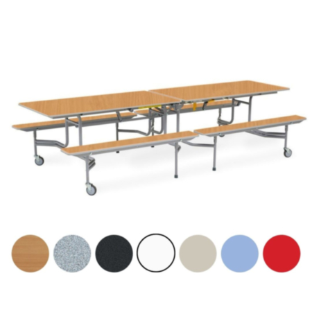 Sico 12 Seater Rectangular Mobile Folding School Lunch Table with Benches Set