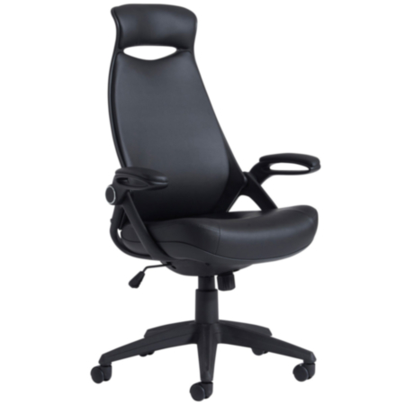 Tuscan High Back Manager Office Chair With Head Support - Black Faux Leather