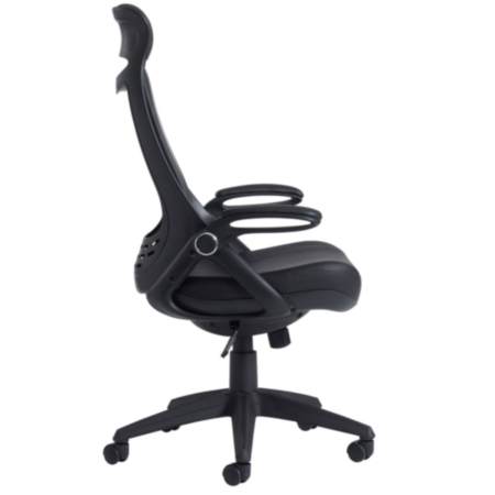 Tuscan High Back Manager Office Chair With Head Support - Black Faux Leather