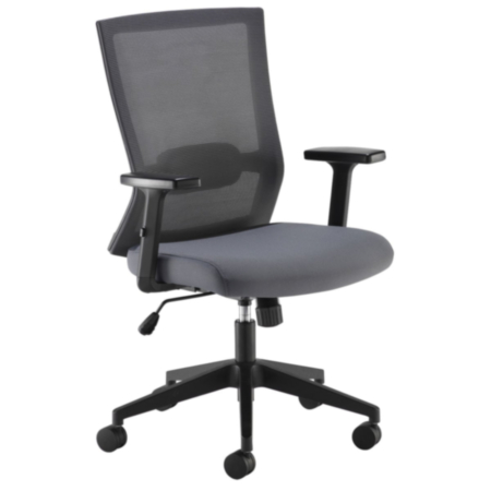 Travis Grey Mesh Back Ergonomic Office Operator Chair With Grey Fabric Seat &amp; Black Base