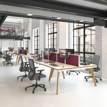 Travis Grey Mesh Back Ergonomic Office Operator Chair With Grey Fabric Seat &amp; Black Base