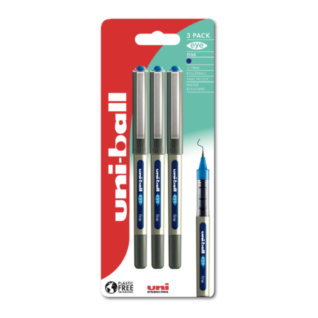 Uni-ball Eye UB-157 Gel Roll Blue Pk 3