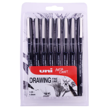 Uni-Ball Pin Drawing Pens Ass Pack 8