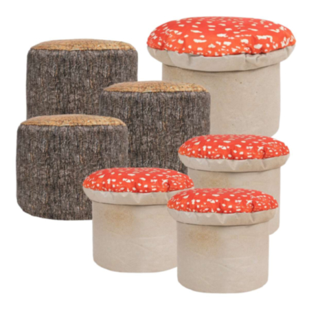 Children&#039;s Toad Stool and Tree Stump Stool Bundle 
