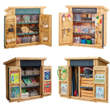 Early Years Wooden Outdoor Playground Sheds Set of 4 - Bundle Deal