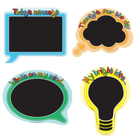 Primary School Indoor or Outdoor Speech Bubble Chalkboards with FREE Pack of Chalk - Set of 4