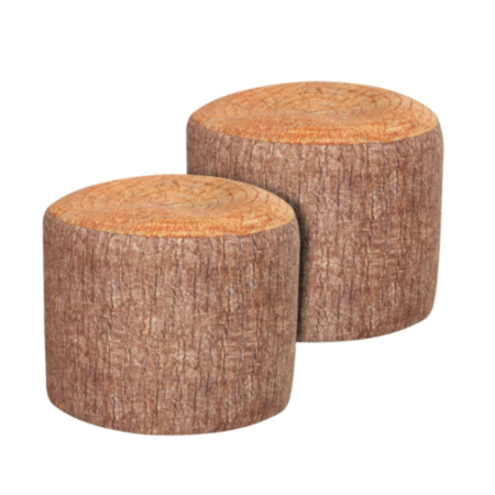 School Indoor or Outdoor Woodland Themed Learn About Nature Large Tree Stump Stools - Pack of 2