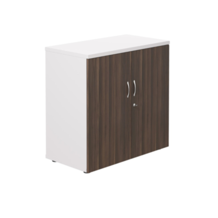 Multi-Purpose Dark Walnut Wooden Cupboard with White Carcass – 800mm