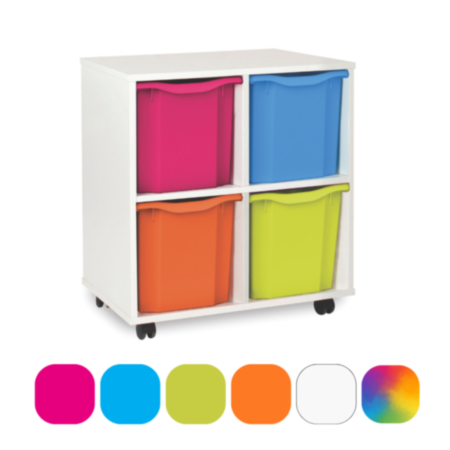 Monarch White Mobile Classroom Storage Unit with 4 Quad Trays