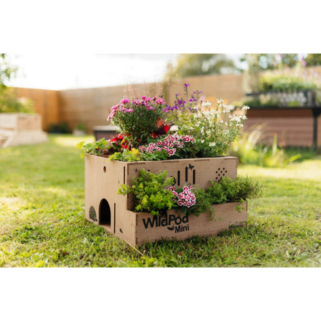 BioScapes WildPod Mini Outdoor Wooden Planter with Wildlife Habitats
